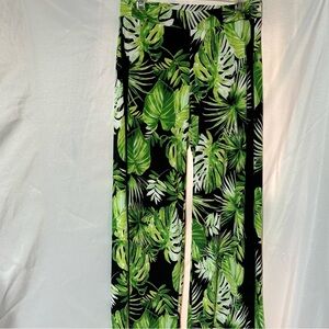 WHBM The Wide Leg Pant Matte Jersey Palm Leaf Print Size S